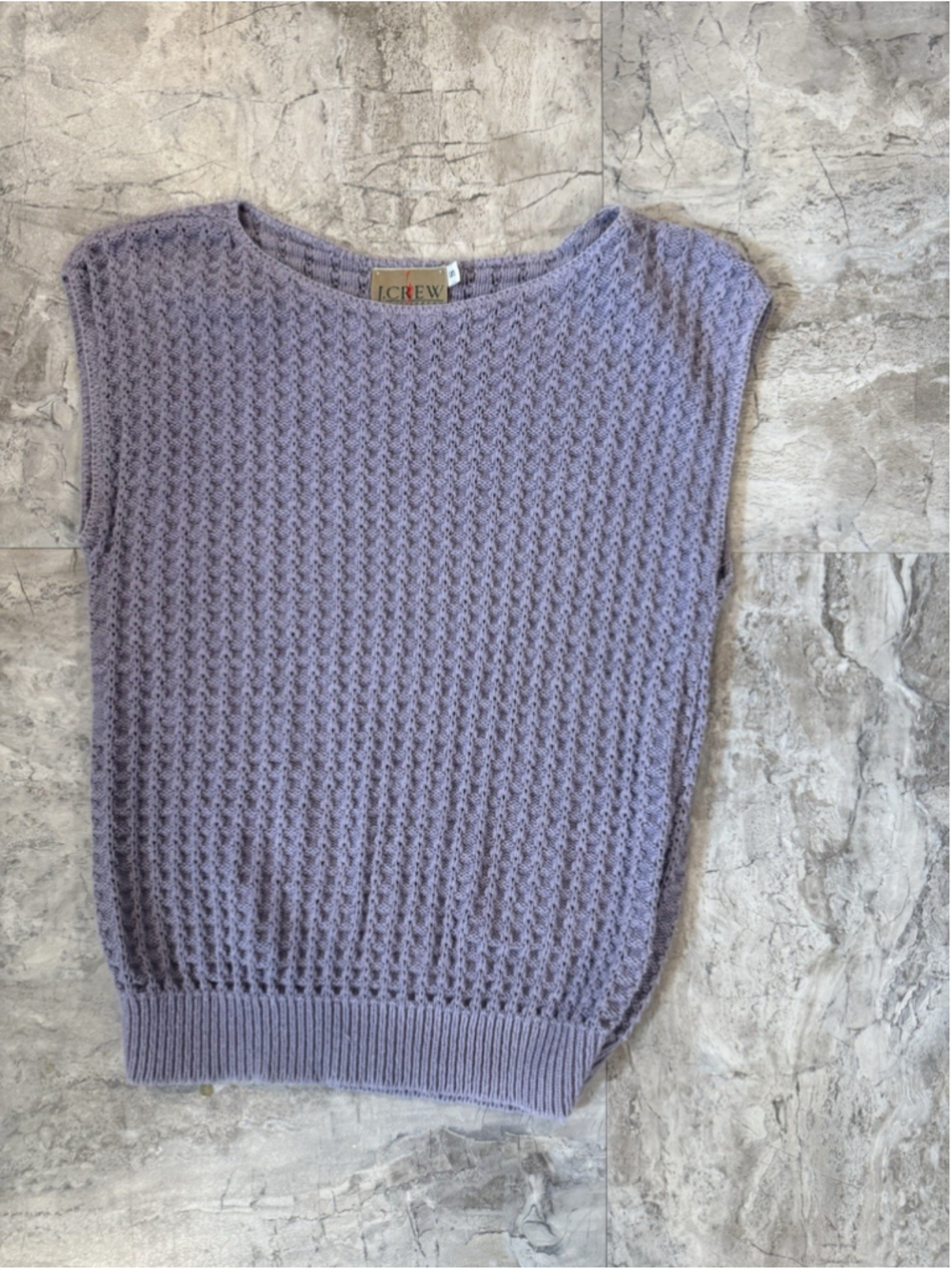 Vintage 90s J. Crew Purple Cable Knit Sleeveless Sweater Sz S - Picture 2 of 4